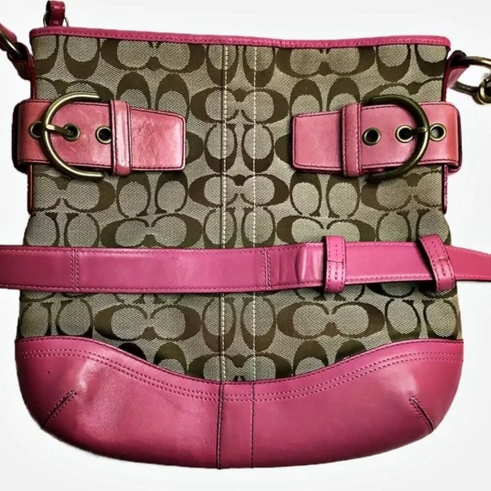 COACH Pink Signature Canvas Soho Duffle Bag